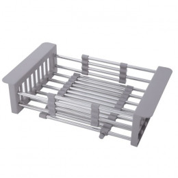 Коландер для мойки раздвижной, нержавеющая сталь, 290-475*227мм, серый, AKS