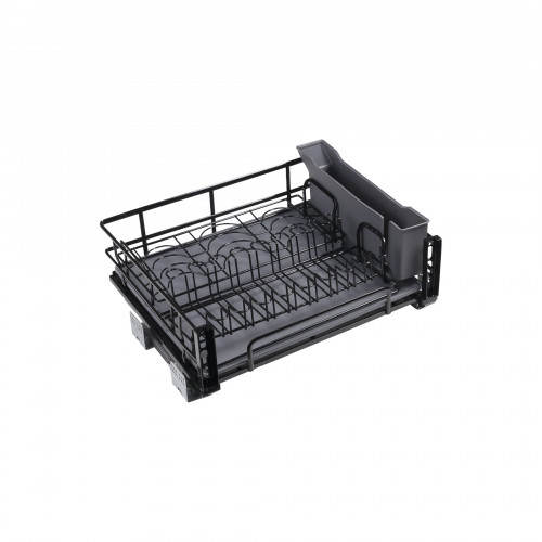 DARK LINE Корзина выдвижная с сушкой 60 с доводчиком, черный AKS