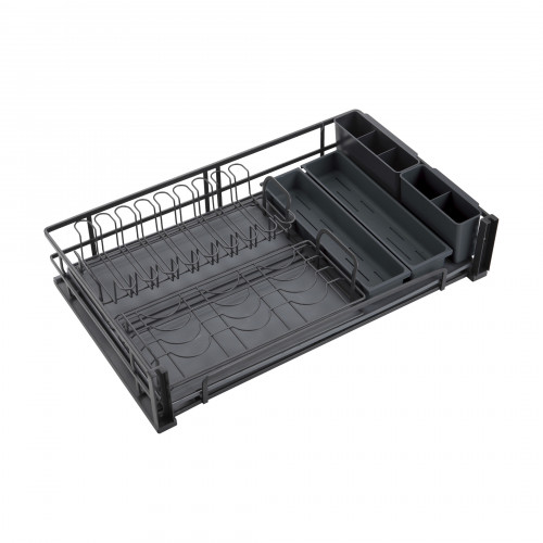 DARK LINE Корзина выдвижная с сушкой 80 с доводчиком, черный AKS