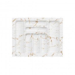 Лоток для столовых приборов 600 MARBLE 540*430, бело-золотой мрамор AKS