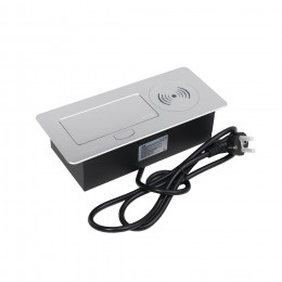 Выдвижной удлинитель Nova 5, 1 розетка, USB A + C, беспроводная зарядка, алюминий, AKS