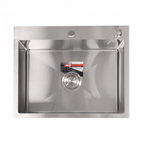 Мойка н/сталь, прямоугольная одночашевая, 600*500мм, сатин, врезн на столешницу, AKS (3,2мм)