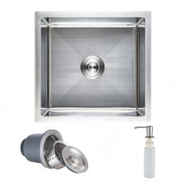 Мойка нержавеющая сталь, прямоугольная одночашевая, 520*450мм, сатин, универсальная (3,2мм)