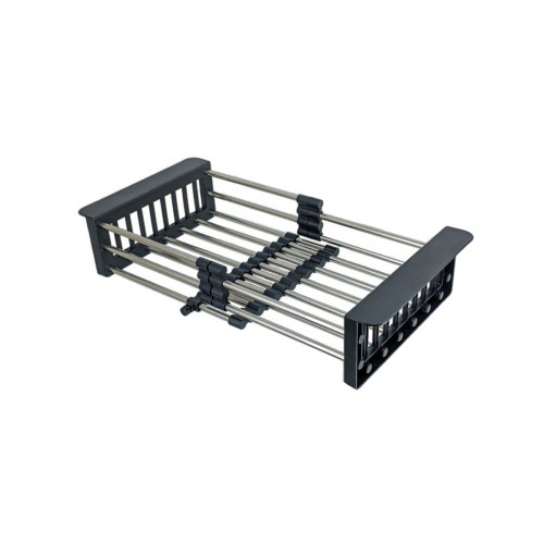 Коландер для мойки раздвижной, нержавеющая сталь, 322-479*227мм, черный, AKS